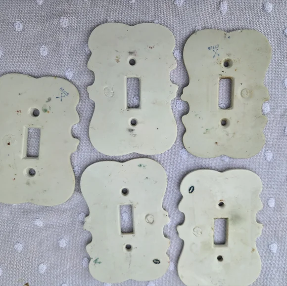VTG Set of 5 Arnart Japan Porcelain Floral Light Switch Covers | Gold Gilt S7310 - Picture 12 of 14